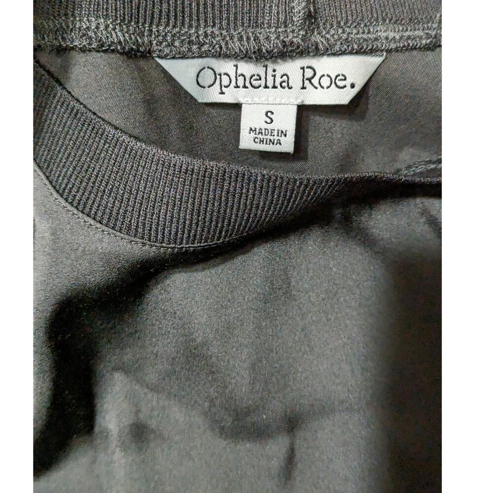 Ophelia Roe Tunic Top, Small, Black Satin Ruffle Sleeveless Summer Office Blouse - Picture 9 of 11